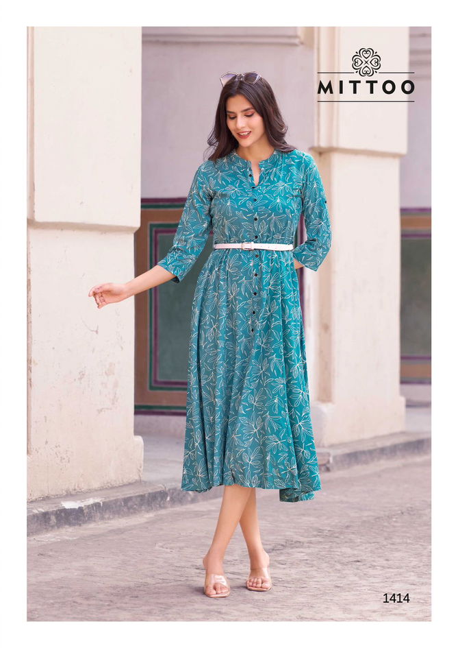 Belt Vol 16 By Mittoo Rayon Printed Party Wear Kurtis Wholesale Price In Surat